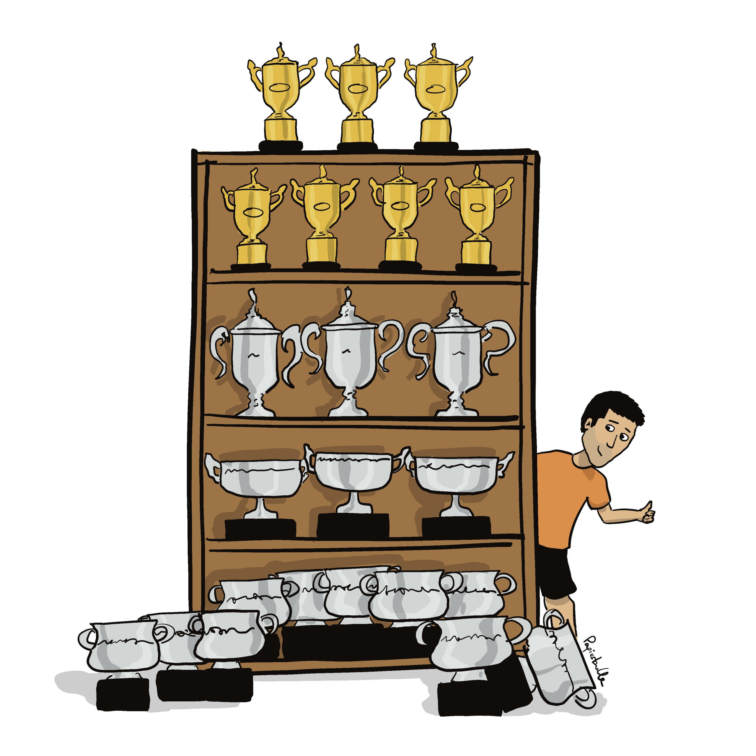 tennis roland garros trophée djokovic novak papierbulle papier bulle illustrateur freelance illustration